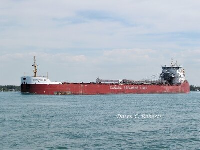 Whitefish Bay (Chicago) at Marysville. Her crew had to be very vigilant because of the jet skiers playing all around her.