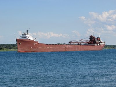 Lee A. Tregurtha looks impressively big until you see her and a footer traveling together!  Still, 826-ft. isn't that much shorter than 1,000-ft.  She's on a return trip to Marquette.