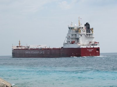 CSL St. Laurent enters Lake Huron, on her way to Thunder Bay.