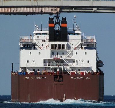 In ballast, after unloading coal at the St. Clair Power Plant, Paul R. Tregurtha enters Lake Huron with a destination of Superior.