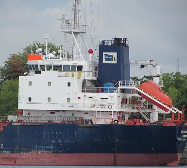 Esta Desgagnes' pilot house and stack.