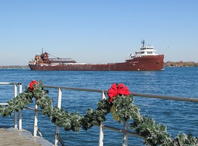 Although St. Clair's river walk is decorated for the holidays, it seemed more like summer as Lee A. Tregurtha headed to the AK-Rouge plant.