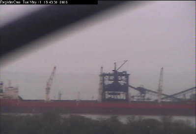 I saw this on the Register Cam. I've never seen a boat like this there before.