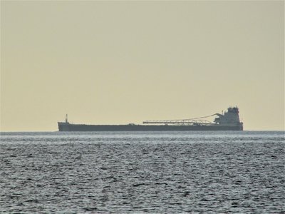 Zoom view from the boardwalk.  She's headed to Stoneport.