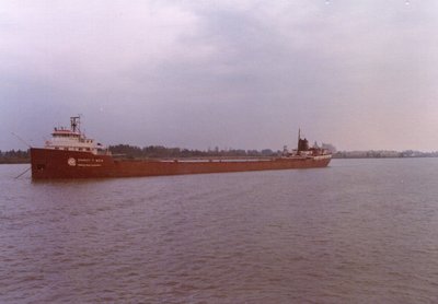 Weir anchored in the Detroit River. Photo is a little grainy.