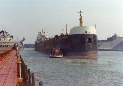 H. M. Griffith with "G" tug Montana going to the Conneaut coal dock.