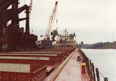 Testing a continuous bucket unloader in Conneaut. Not too much was unloaded with the test.
