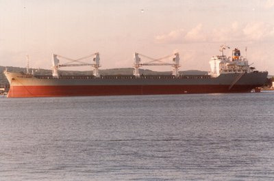 Silver Leader anchored in Duluth harbor waiting for Continental Grain, Superior.