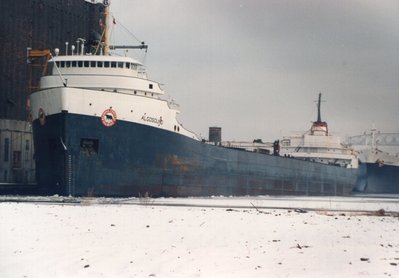 General Mills "A", Duluth. Algonorth behind waiting on a berth. 12/5/89.