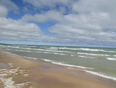 Lake Huron showing an unusual tinge of green -- maybe left-over from St. Patrick's Day.
