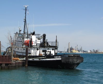 Tug Manitou sits at her dock awaiting the next job.