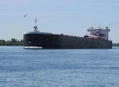 American Integrity pushing water as she passes Marysville.