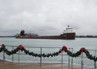 The St. Clair boardwalk and park are festively decorated for the Holiday Season, adding a colorful accent for Ms. Barker, down-bound to AK/Rouge.