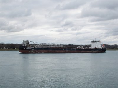 Algoma Innovator (Goderich) with the wide curve of the St. Clair River behind and Chemical Valley ahead.