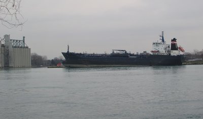 Tanker Algoma Hansa across the river, at Sarnia.