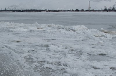 Winter's hand-print on the St. Clair River.