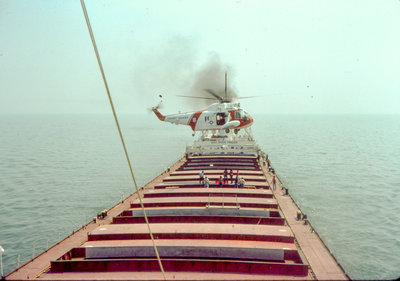 Crewman fell into cargo hold Lake Erie 1981_edited.jpg (240.82 KiB) Viewed 4952 times The Chopper lowing the stretcher into the cargo hold.