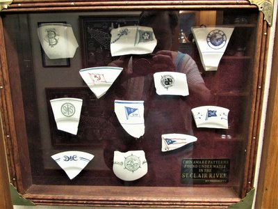 Pieces of ships china retrieved from the St. Clair River over decades.