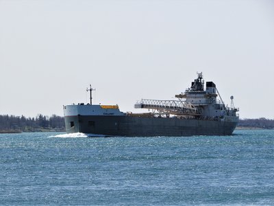 Calumet (Stoneport) up-bound off Stag Island.