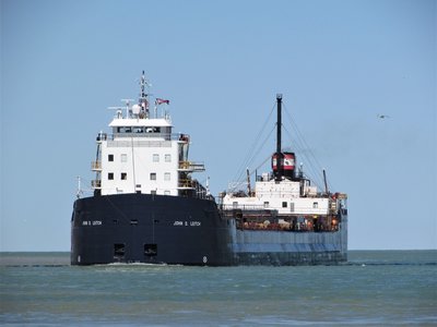 John D. Leitch coming off Lake Huron, sporting a fresh coat of paint.