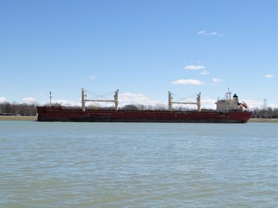 Skies were clear and sunny when Federal Barents (Milwaukee) came leisurely up the river.
