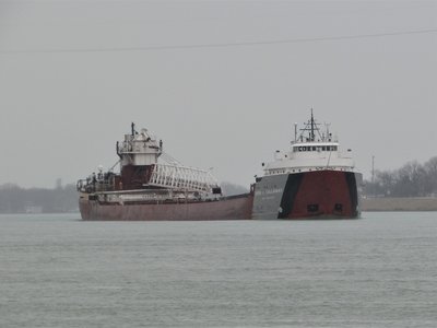 Cason J. Callaway (Detroit) approaching Marysville on a rainy/hazy morning.