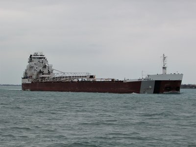 Great Republic (Cleveland) pushing against the wind at Stag Island.