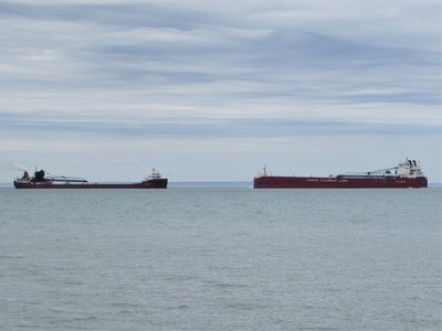 Lee A. Tregurtha (AK/Rouge) &amp; CSL Assiniboine (Two Harbors) meet above the Bluewater Bridges.