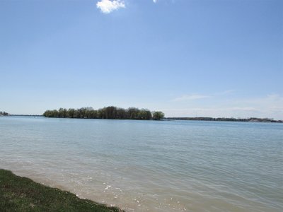 From this side of Fawn Island, you can see the aggregates facility, across the river, at Marine City