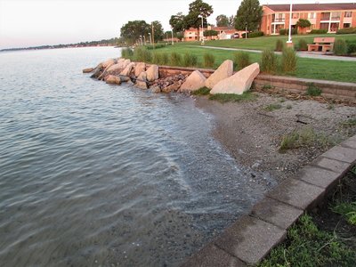 Looking south along River Road. This had been the lower end of the beach and a great place to find beach glass and small pottery or ship's china shards.