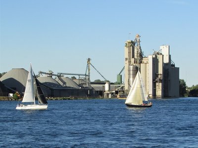 Two of the many sailboats enjoying the first day of summer.