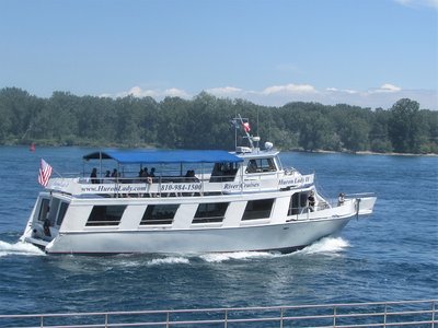 Out on the lake, Huron Lady was sounding her fog horn as she returned her passengers to port.