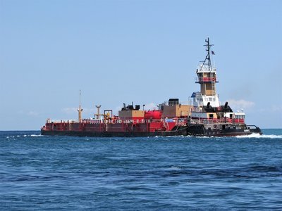 Tug Albert and barge Margaret enter Lake Huron with a destination of Green Bay.