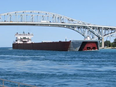 Old and young fans enjoyed watching Edgar B. Speer (Conneaut) pass under the Bluewater Bridges.