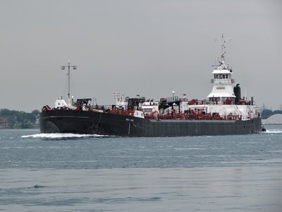 Tug Michigan, and barge Great Lakes, approaching the Bluewater Bridges.
