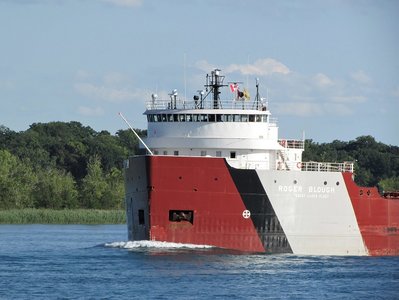 Roger Blough (built in 1972) up-bound to Superior at Stag Island, and blowing salutes along the way. Nearly everyone has a nickname for her. The first time I saw her was on the Soo Cam, and she's been "Hulk" to me ever since!