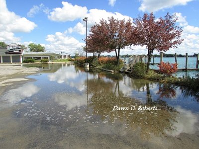 This is the site of the former Tin Fish Restaurant, between Algonac and the State Park on M-29. It changed hands, then went out of business a few years ago. Now Mother Nature -- thanks to high water levels and speeding pleasure craft -- is reclaiming the shoreline.