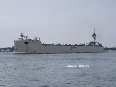 Tug/barge Ostrander/Integrity (Alpena) passed the Marysville boat launch with the last of good light.