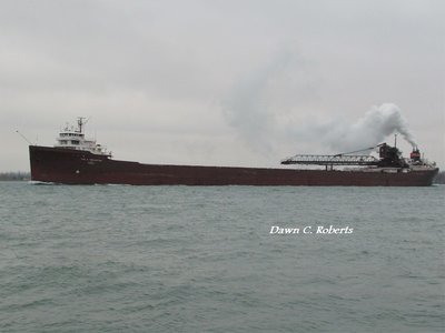Lee A. Tregurtha (Marquette) with a billowing plume, as she enters Marine City.