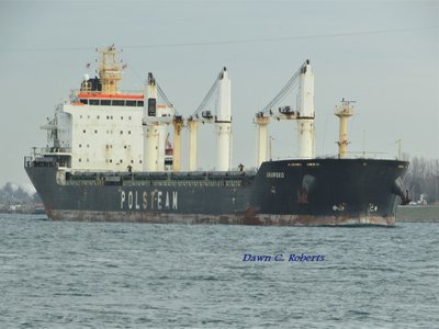 Saltie Drawsko moves down the St. Clair on her way to Lake Erie, Lake Ontario, and the Atlantic Ocean.