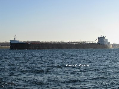 American Mariner (Two Harbors) riding wind-whipped wavelets.