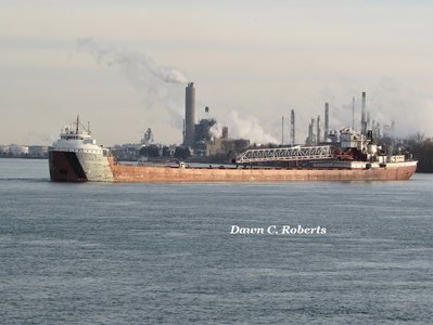 Stretching across the river before maneuvering into position to back down to the aggregates facility.<br />At this point, my camera battery signaled a need to recharge.