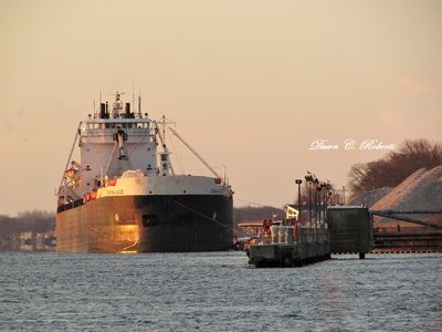 Sam Laud (Alpena) at the Marysville aggregates dock, waiting out the strong winds on Lake Huron.