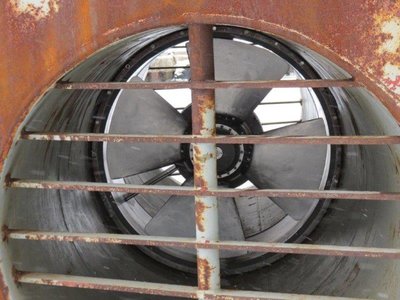 Close up of the bow thruster.