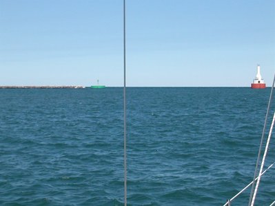 Exiting the shipping canal on to Lake Superior after leaving Houghton/Hancock, MI.
