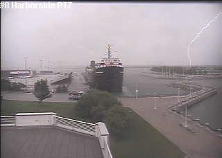 lightning strike by Voinovich park.JPG