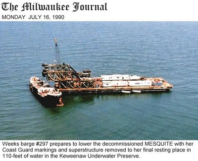 Or if the water is deep enough, something like this barge that lifted the Mesquite could lift out sections.