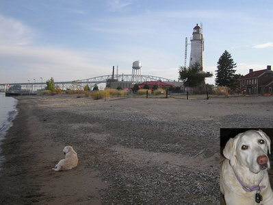 Madison enjoying a peaceful moment at Lighthouse Beach, near Coast Guard Station Pt Huron Oct. 10, 2011
