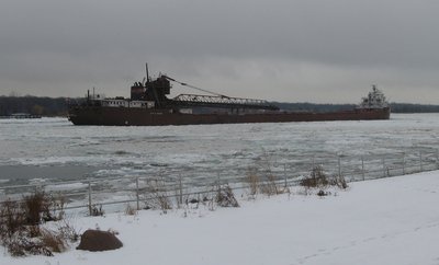 The ice broke nicely and the river flowed faster with each passing ship/boat/vessel.