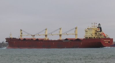 At anchor with fleetmates in lower Lake Huron